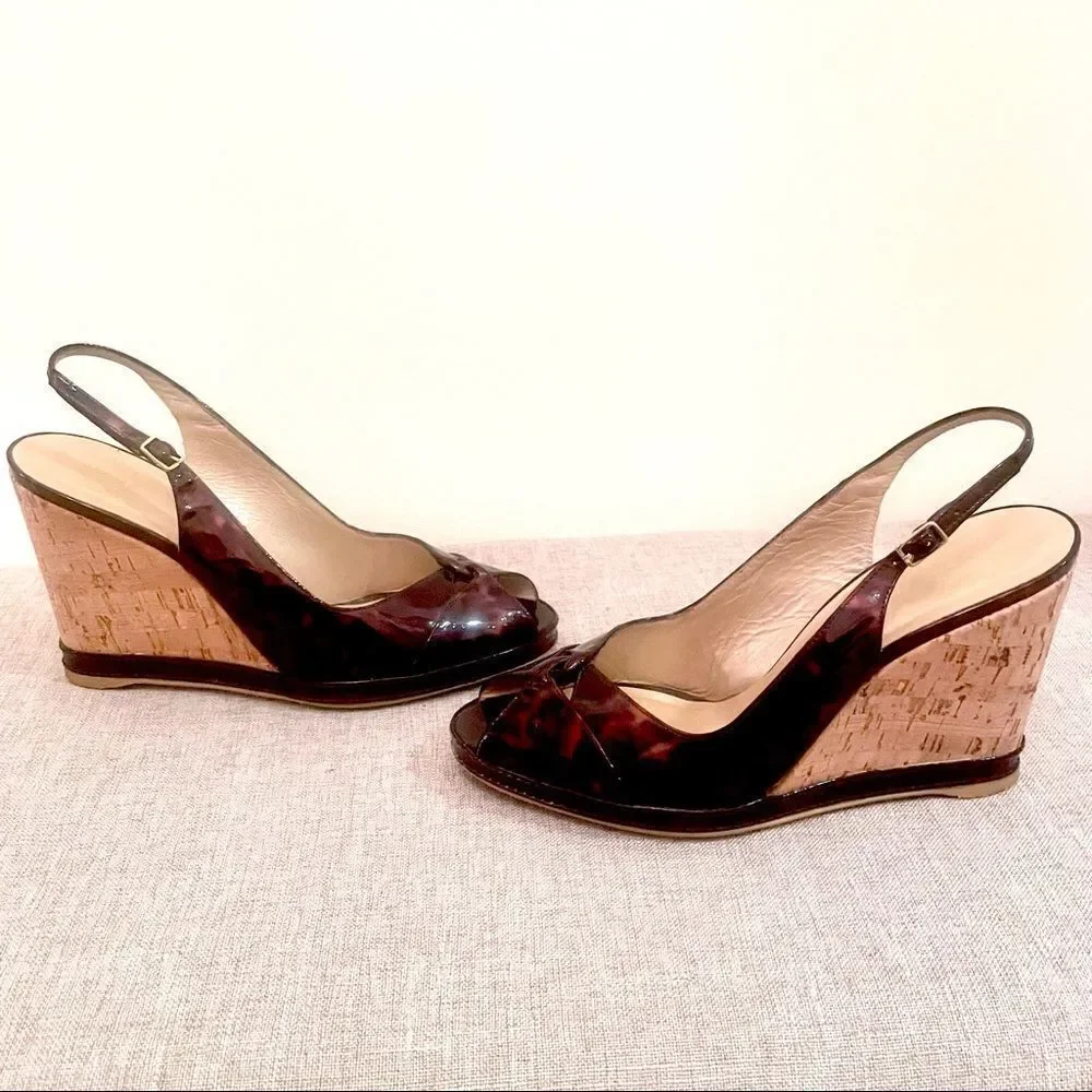 Stuart Weitzman Leopard Wedge Sandals
